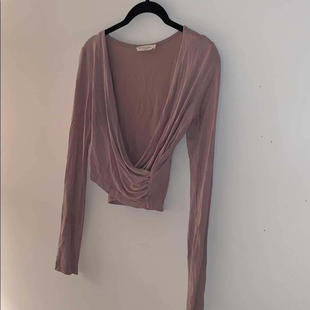 Nude wrap crop top
